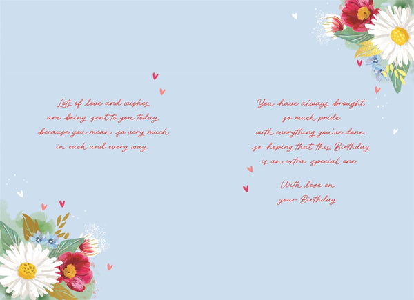 Daughter Birthday Card | Flower Bouquet Design | Gold Foil Finish | Sentimental Verse