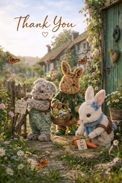Thank you card - Bramble bunnies