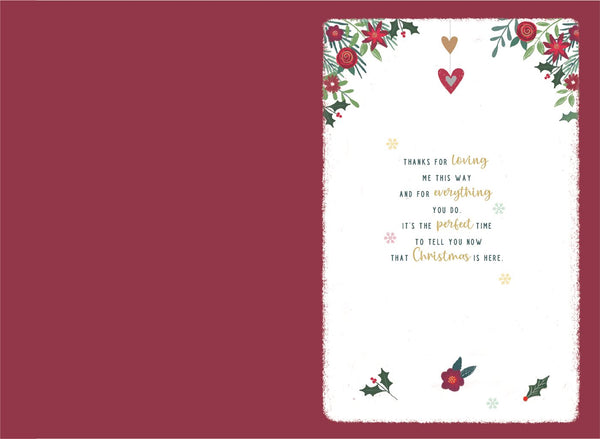 Wife Christmas card- floral heart