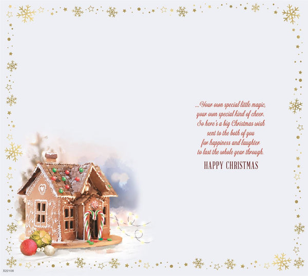 To a special couple Christmas card- Christmas gingerbread house