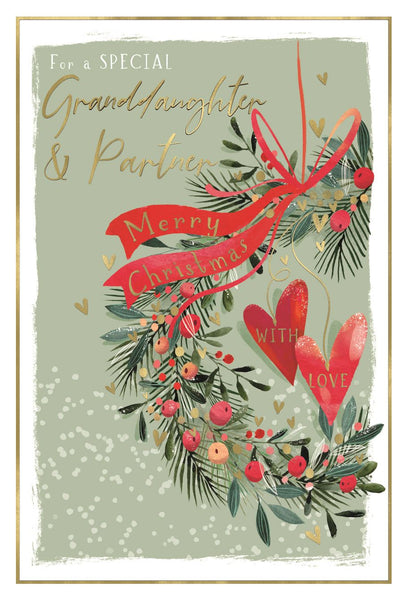 Granddaughter and Partner Christmas card- Xmas flowers
