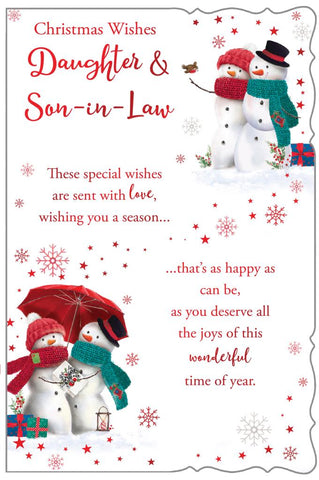 Daughter and Son-in-law Christmas card - cute snow couple