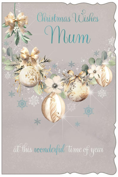 Mum Christmas card- Xmas baubles