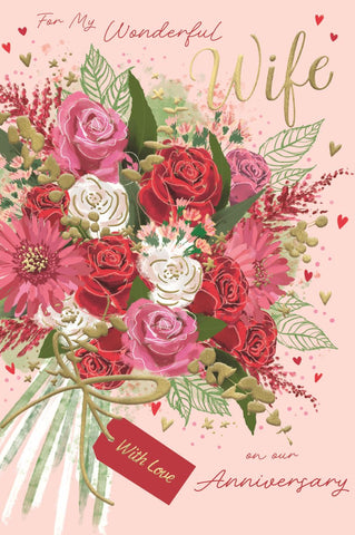 Wife wedding anniversary card - anniversary bouquet