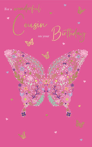 Cousin birthday card - beautiful butterfly