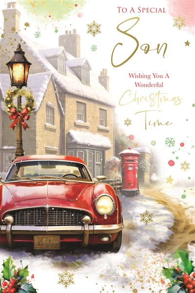 Son Christmas card - classic car