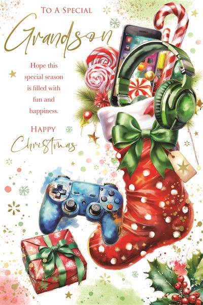 Grandson Christmas card - gamer