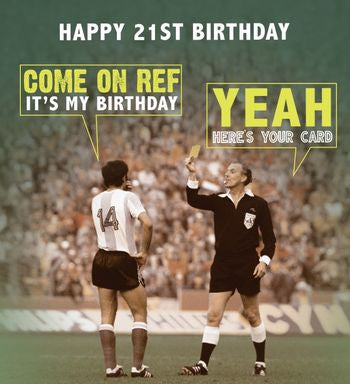 Funny 21st birthday card- football referee