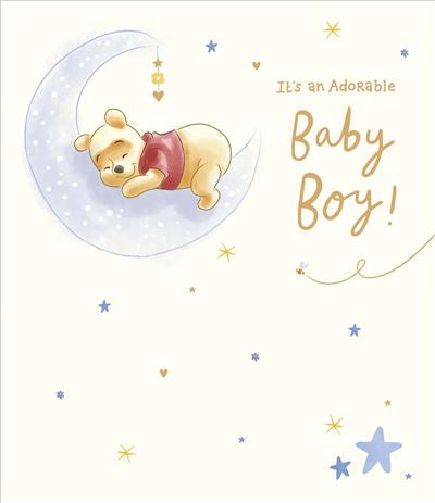 Birth of a baby boy congratulations card- Winnie the Pooh