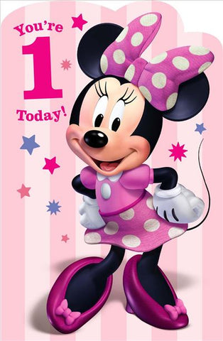 Minnie Mouse age 1 birthday card
