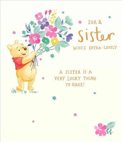 Sister birthday card- cute Winnie the Pooh