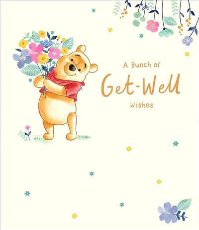 Get well card- Winnie the Pooh with flowers