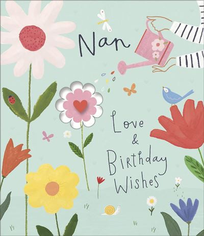 Nan birthday card - garden flowers
