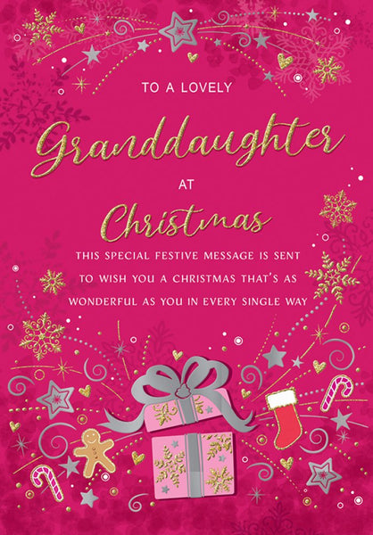 Granddaughter Christmas card - modern Xmas stars