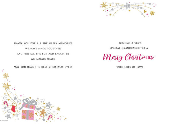 Granddaughter Christmas card - modern Xmas stars