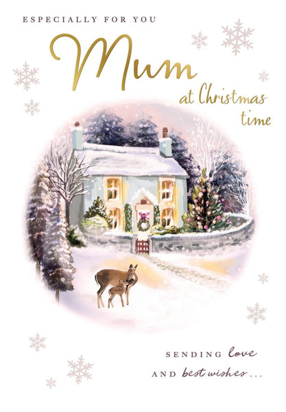 Mum Christmas card - traditional Xmas home