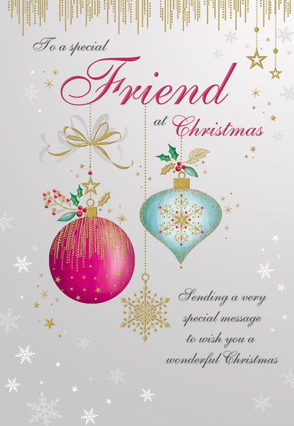 Friend Christmas card - Xmas baubles