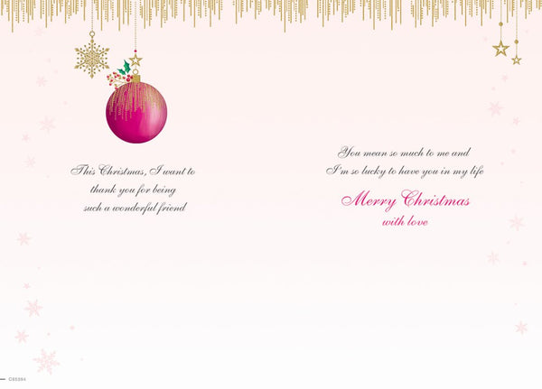 Friend Christmas card - Xmas baubles