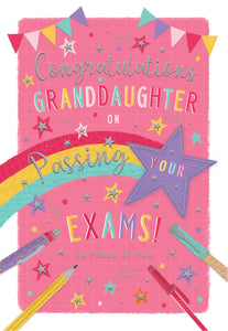 Granddaughter exam congratulations card