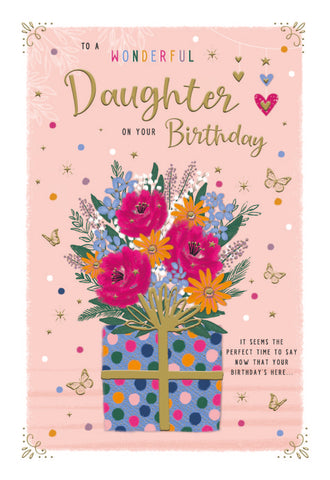 Daughter birthday card- bright flowers