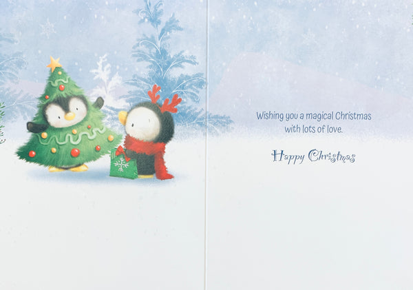 Grandson and Fiancée Christmas card - xmas penguins
