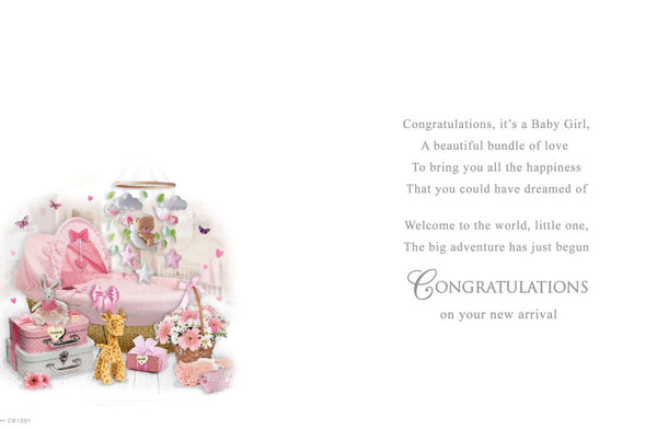 Baby girl birth congratulations card