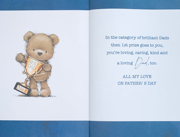 Dad Father’s Day card- cute bear with trophy