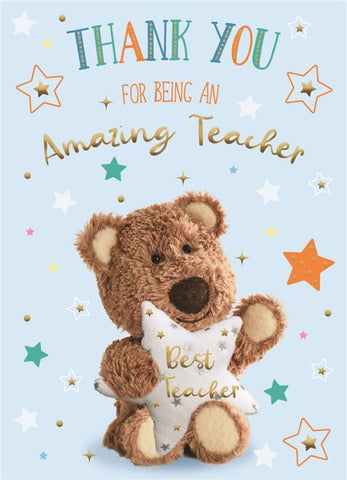 Thank you teacher card- cute bear