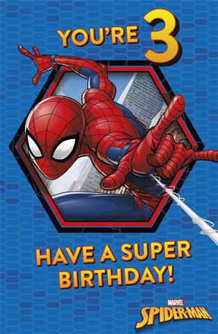 Age 3 Spiderman birthday card