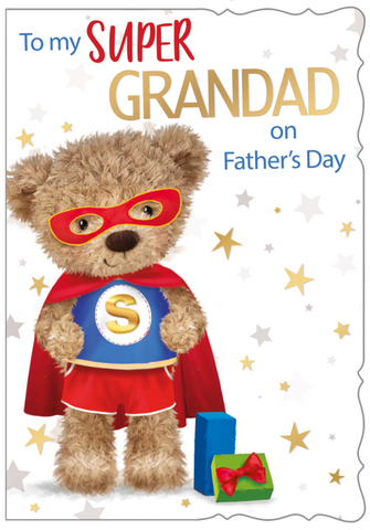 Grandad Father’s Day card - cute super hero bear