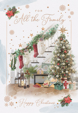 To All the family Christmas card - festive hallway