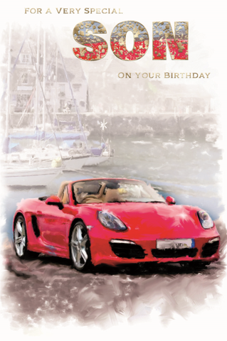 Son birthday car- red sports car