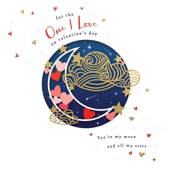One i love luxury Valentine’s Day card - modern moon and stars