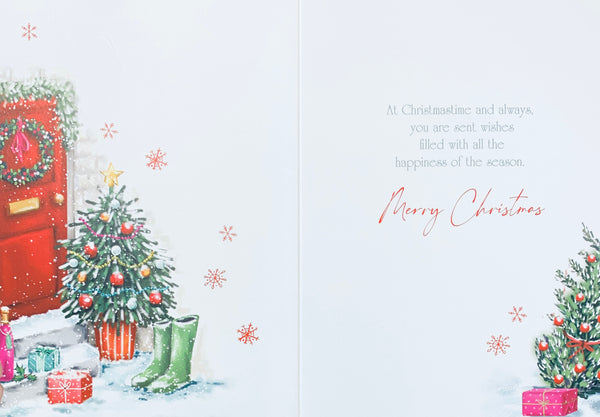 Dad and Step-Mum Christmas card - festive door