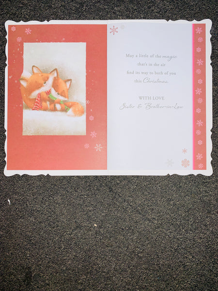 Sister and Brother-in-law Christmas card - cute foxes