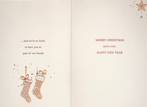 Sister and Brother-in-law Christmas card- modern Xmas stockings