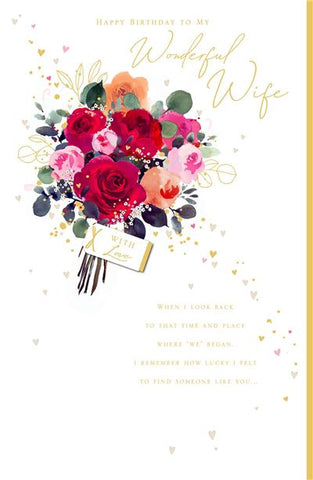 Luxury Wife birthday card- floral bouquet