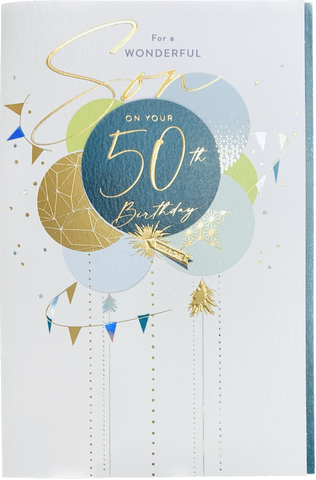 Son 50th birthday card - birthday  balloons