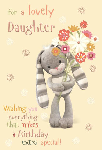 Daughter birthday card - cute Hun Bun rabbit