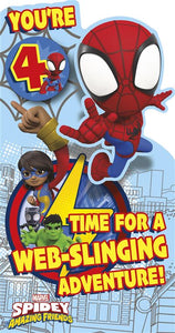 Age 4 Spidey and Friends birthday card