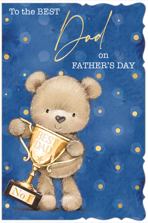 Dad Father’s Day card- cute bear with trophy