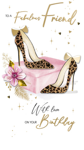 Friend birthday card- luxury card - sparkly shoes