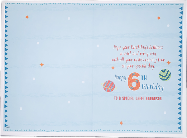 Great-Grandson 6th birthday card- space