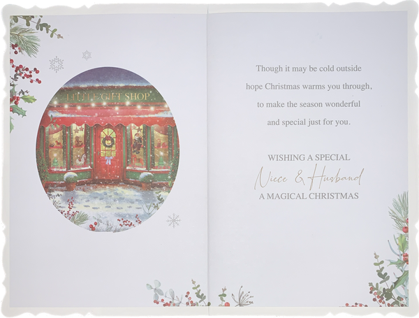 Niece and Husband Christmas card- Xmas shopping