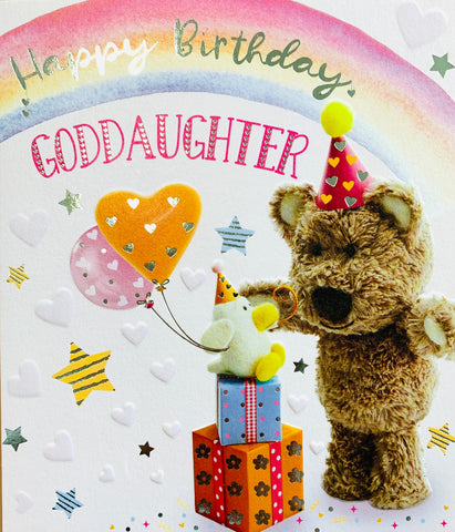 Goddaughter birthday card- cute Barley bear