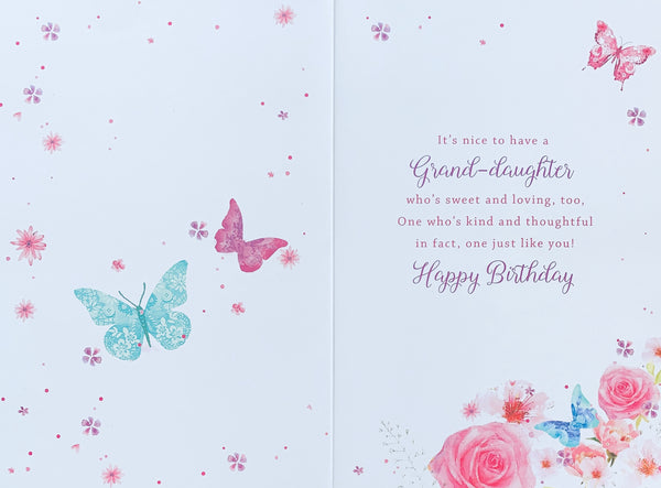 Granddaughter birthday card- flowers and butterflies