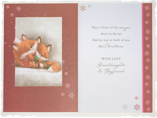Granddaughter and boyfriend Christmas card - cute foxes