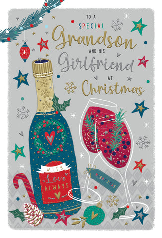 Grandson and girlfriend Christmas card- Xmas drinks