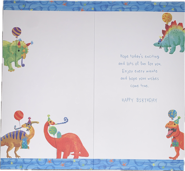 Age 5 birthday card- cute dinosaur
