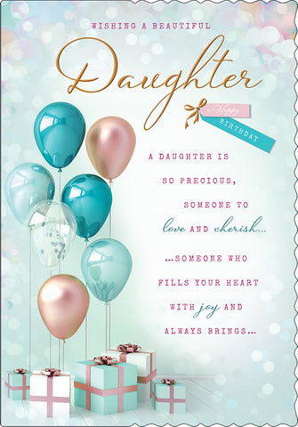 Daughter birthday card - pretty balloons